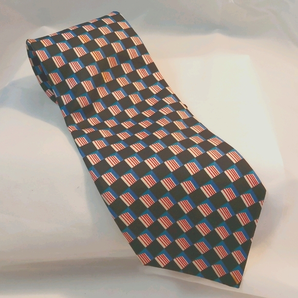 Vtg Christian Dior silk Tie, cubist design - Picture 1 of 9